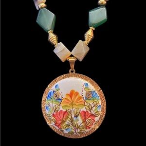 Colorful Floral Pendant Necklace